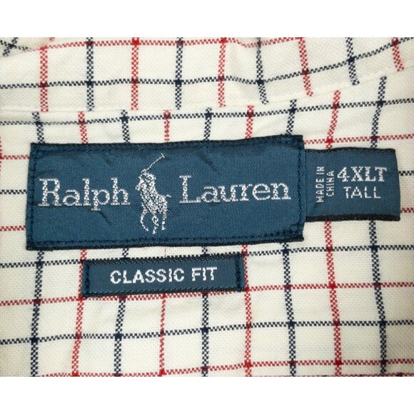 Polo Ralph Lauren 4XLT Tall Men's Shirt Button-Down White Graph Check Flannel - Picture 2 of 14
